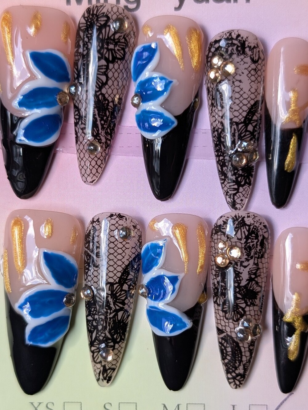 ❤️ 10pc Handmade Stiletto Press-On Premium Nails Size: Large 3.0
